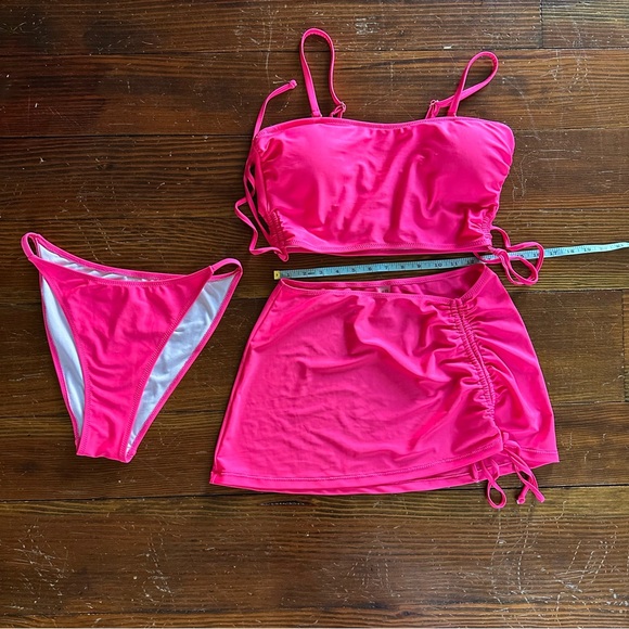SHEIN Other - SHEIN Pink Bikini Set with Bandeau Top and Skirt